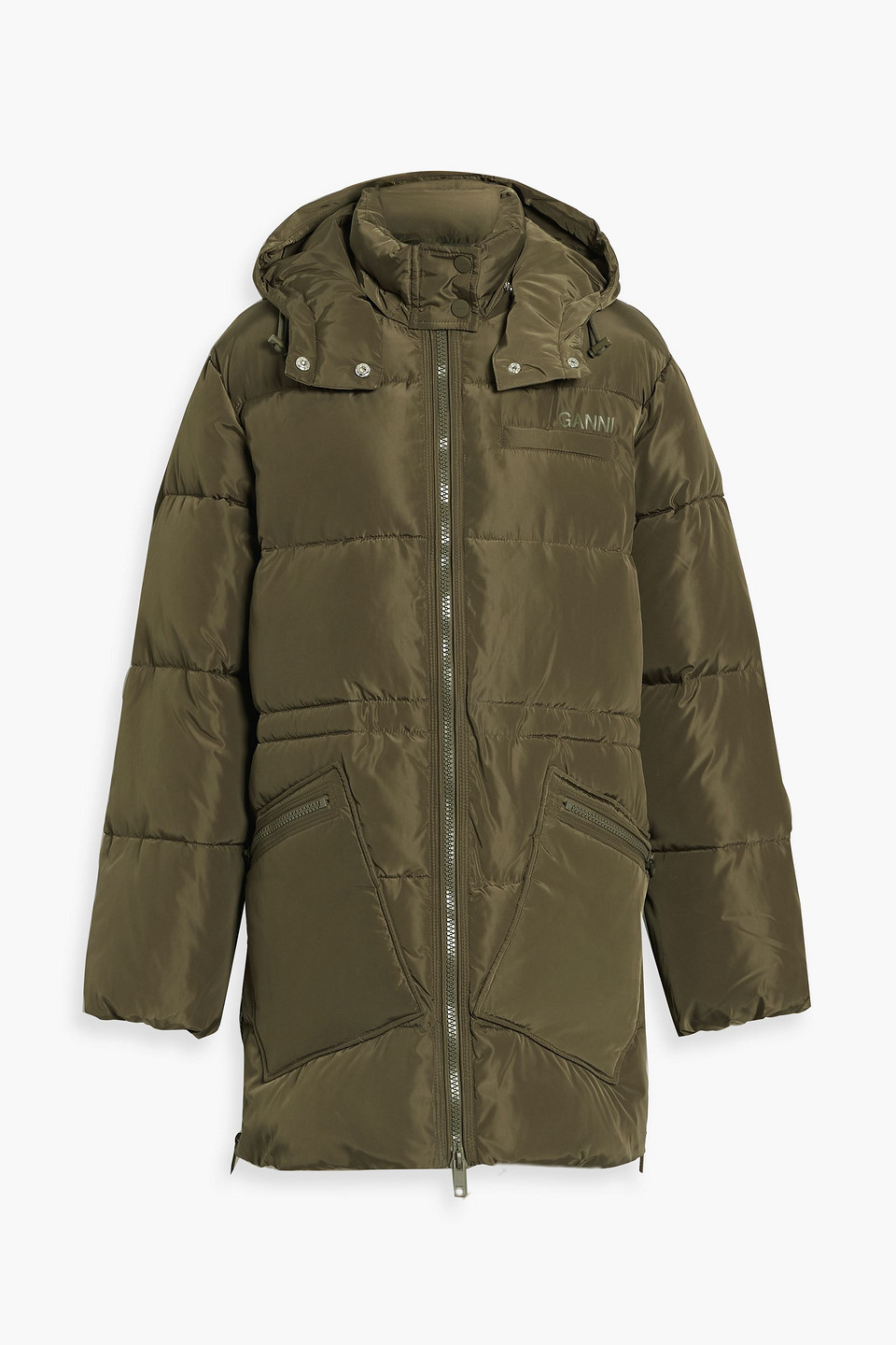 Quilted shell hooded coat