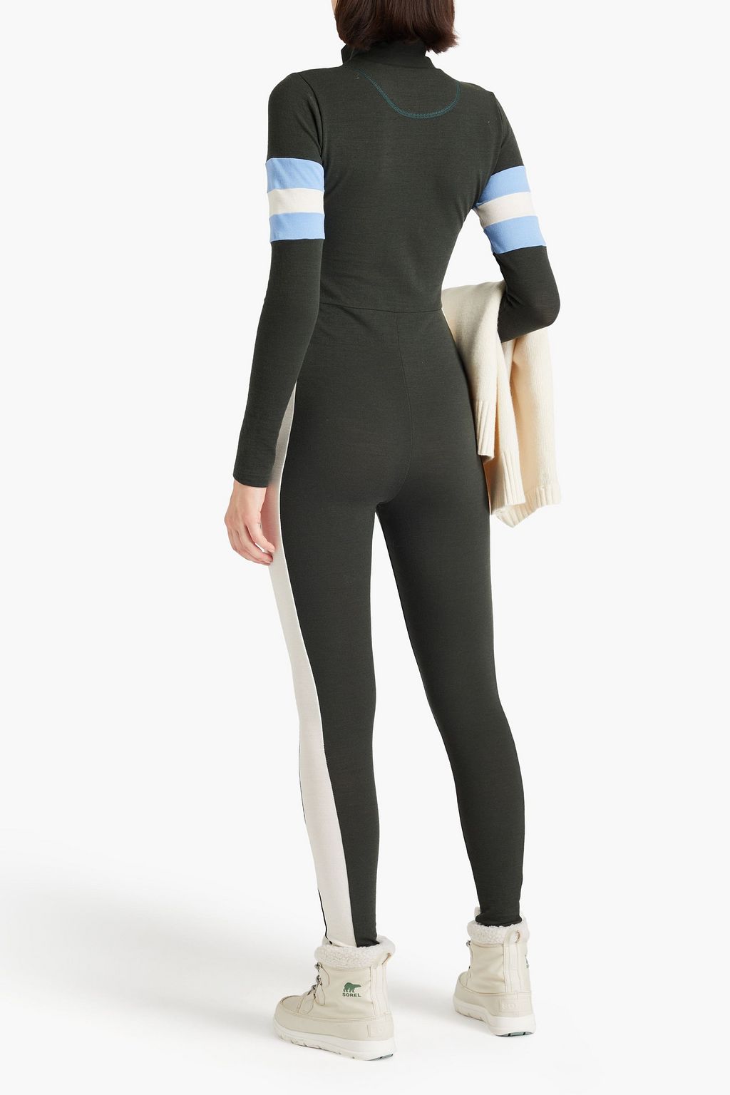 WE NORWEGIANS Ski striped merino wool-blend piqué jumpsuit