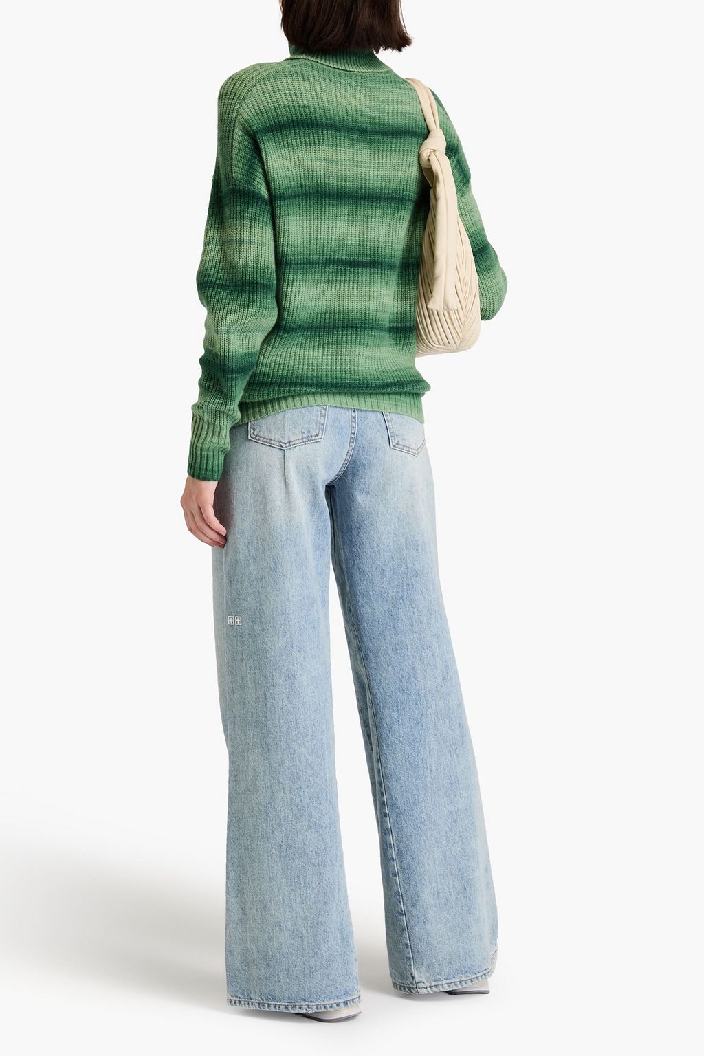 AUTUMN CASHMERE كنزة رياضية بياقة عالية مضلعة مصنوعة من مزيج الصوف والكشمير بألوان متداخلة
