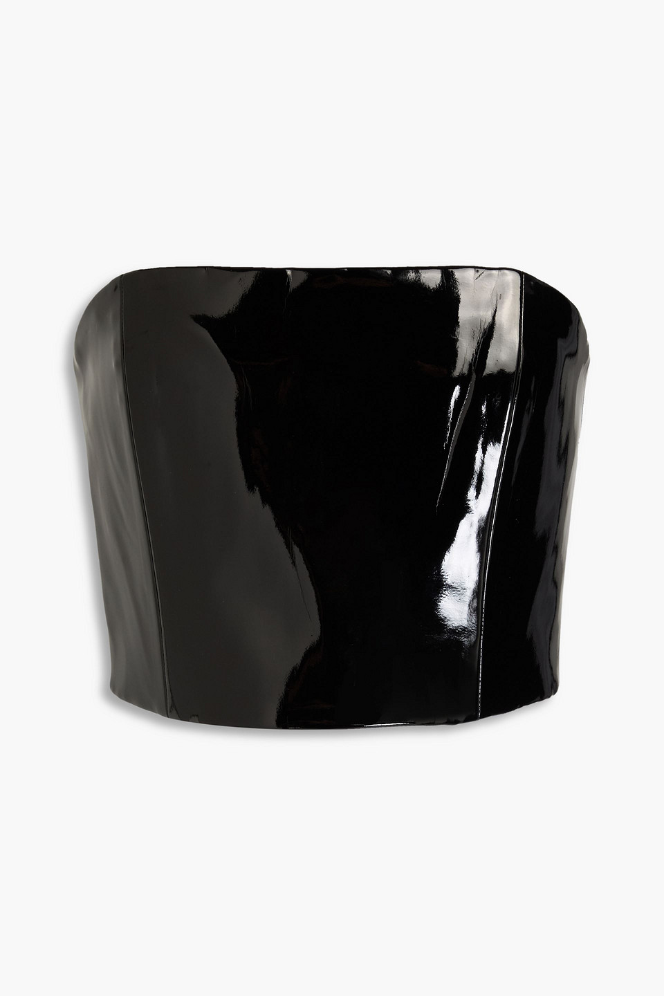 Alice And Olivia Ceresi Strapless Cropped Latex Top In Black