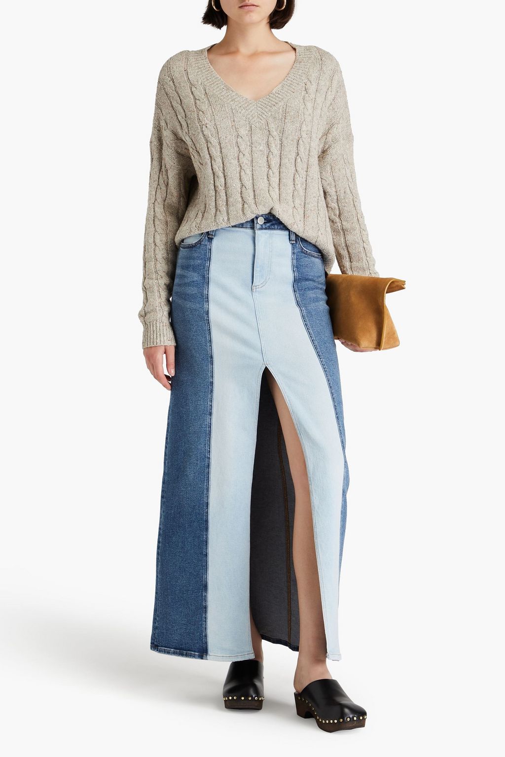 COTTON BY AUTUMN CASHMERE كنزة رياضية من قماش الدونيغال بحبكة مجدولة