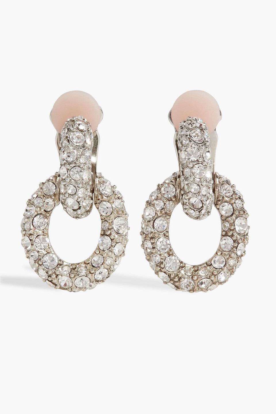 Oscar De La Renta Silver-tone Crystal Clip Earrings