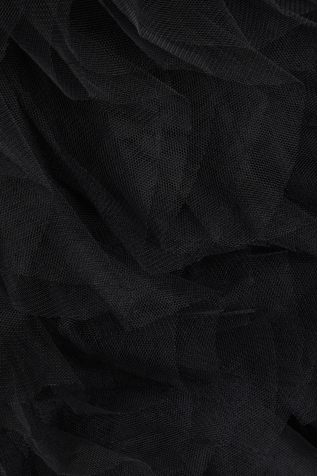 AUTUMN CASHMERE بلوزة قصيرة بياقة هالتر الدائرية من نسيج محبوك بحواف من التول