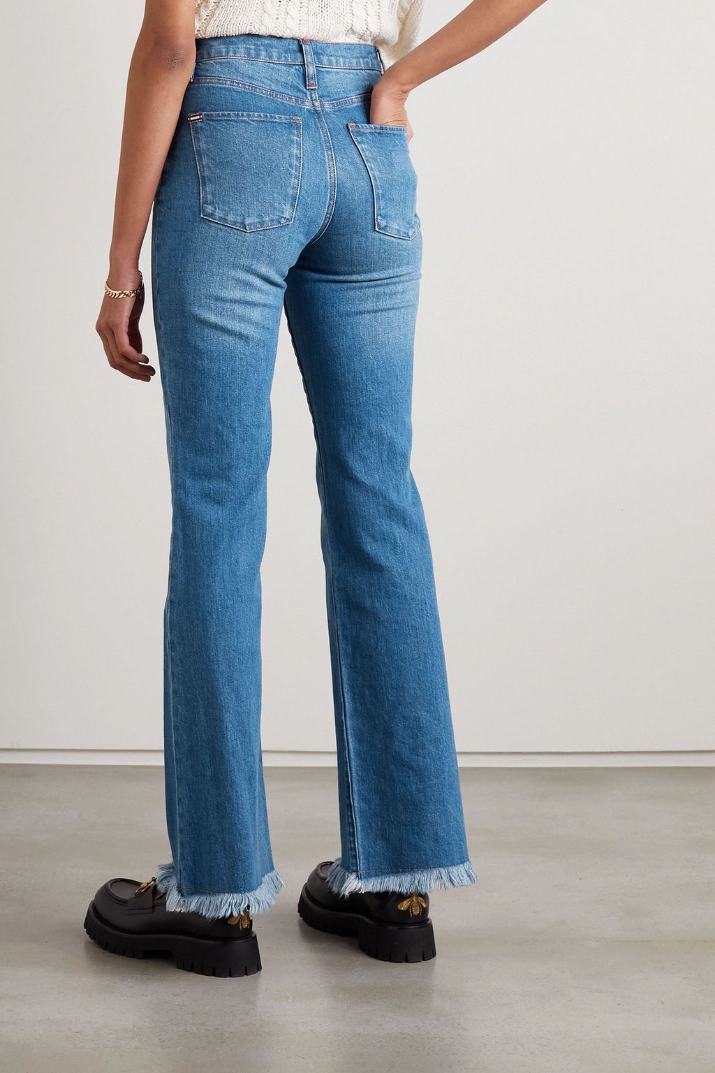 ALICE + OLIVIA JEANS Fabulous 70's frayed high-rise bootcut jeans