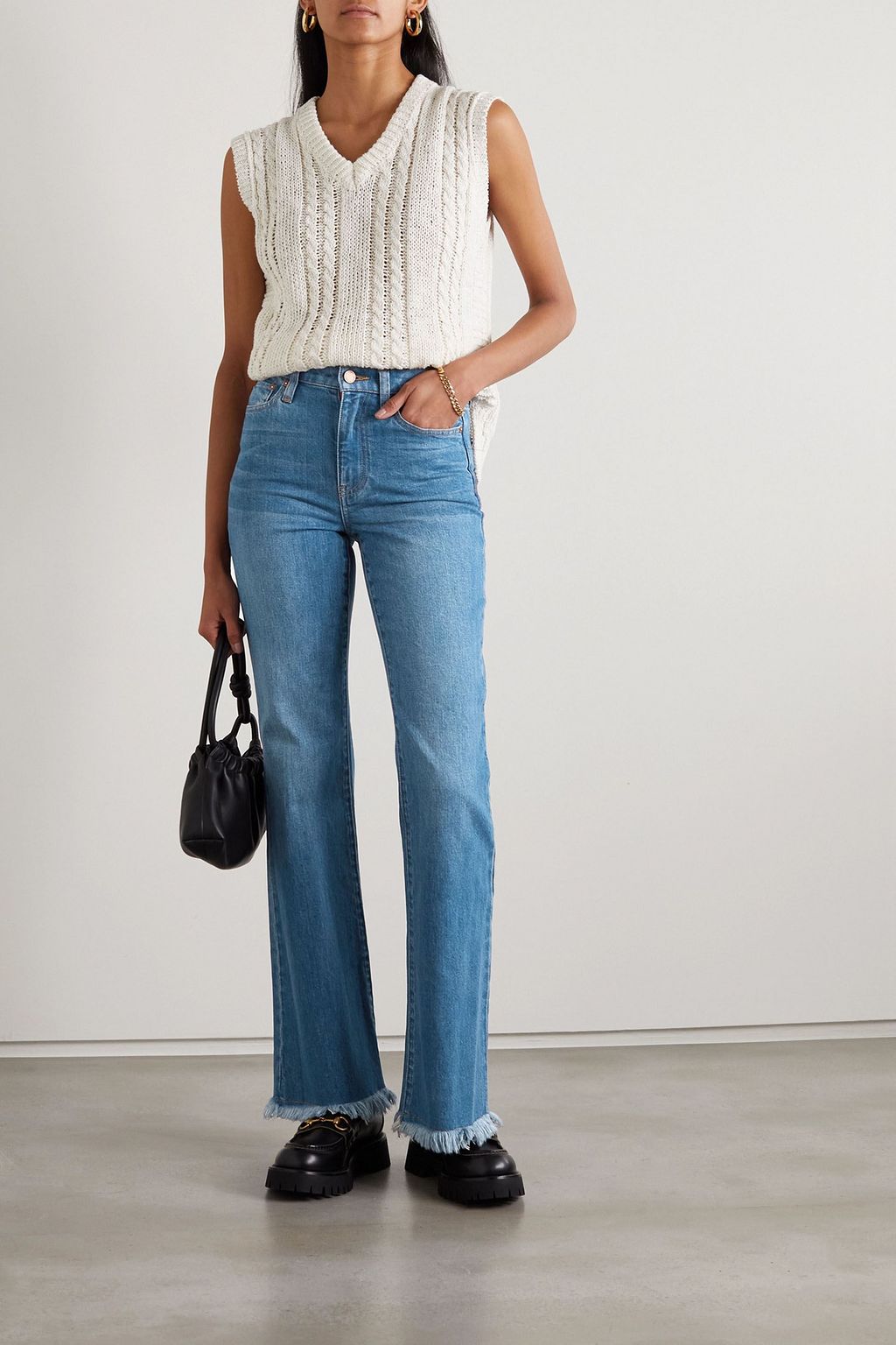 ALICE + OLIVIA JEANS Fabulous 70's frayed high-rise bootcut jeans
