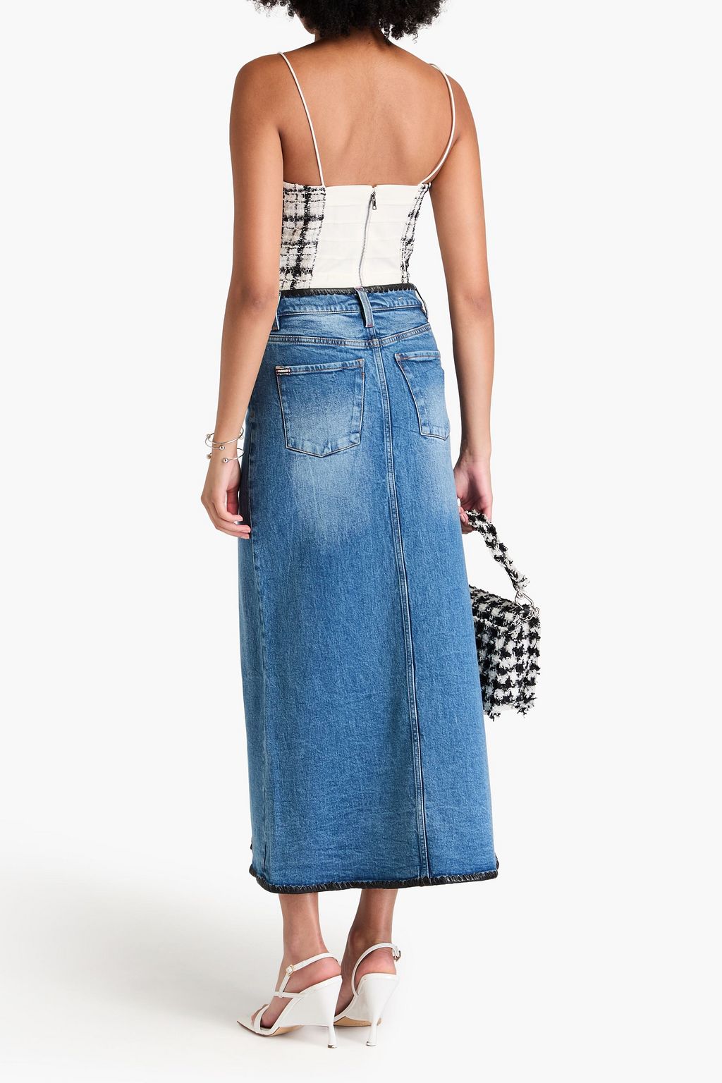ALICE + OLIVIA Cropped metallic tweed top