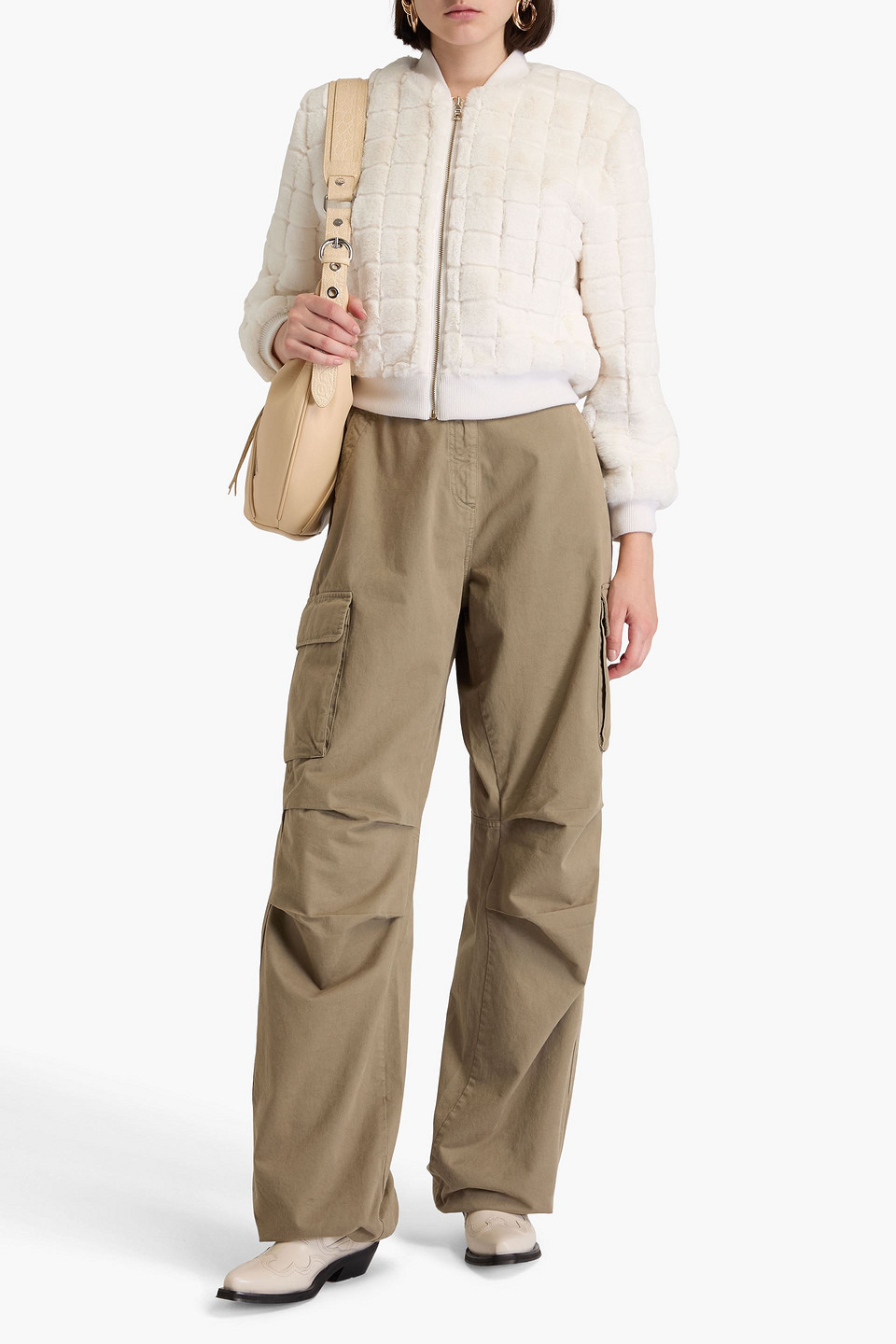 ALICE AND OLIVIA LATANYA QUILTED FAUX FUR BOMBER JACKET