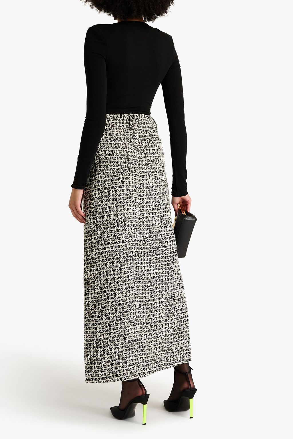 ALICE + OLIVIA Rye metallic tweed maxi skirt