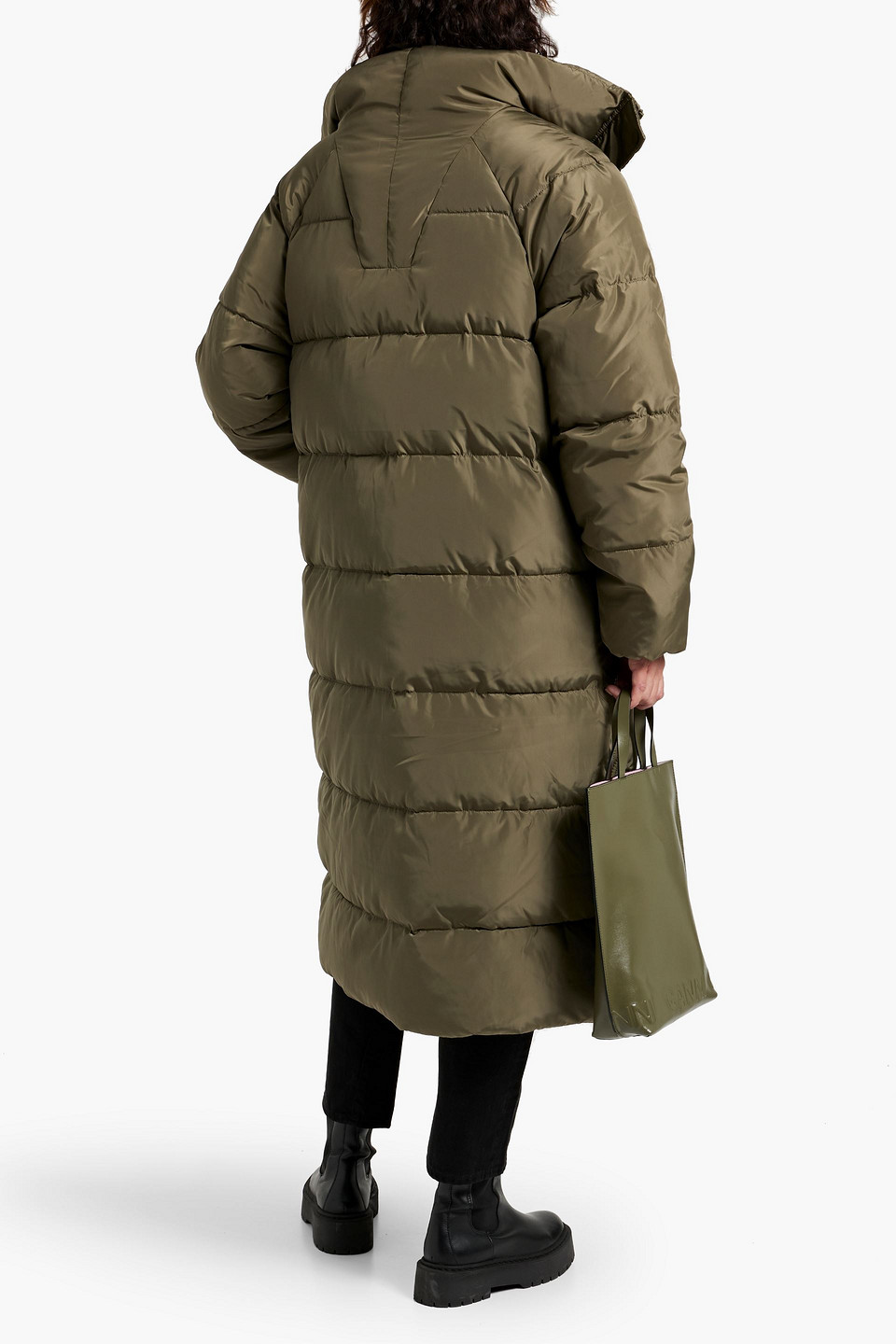 Ganni Doudoune Longue In Army Green