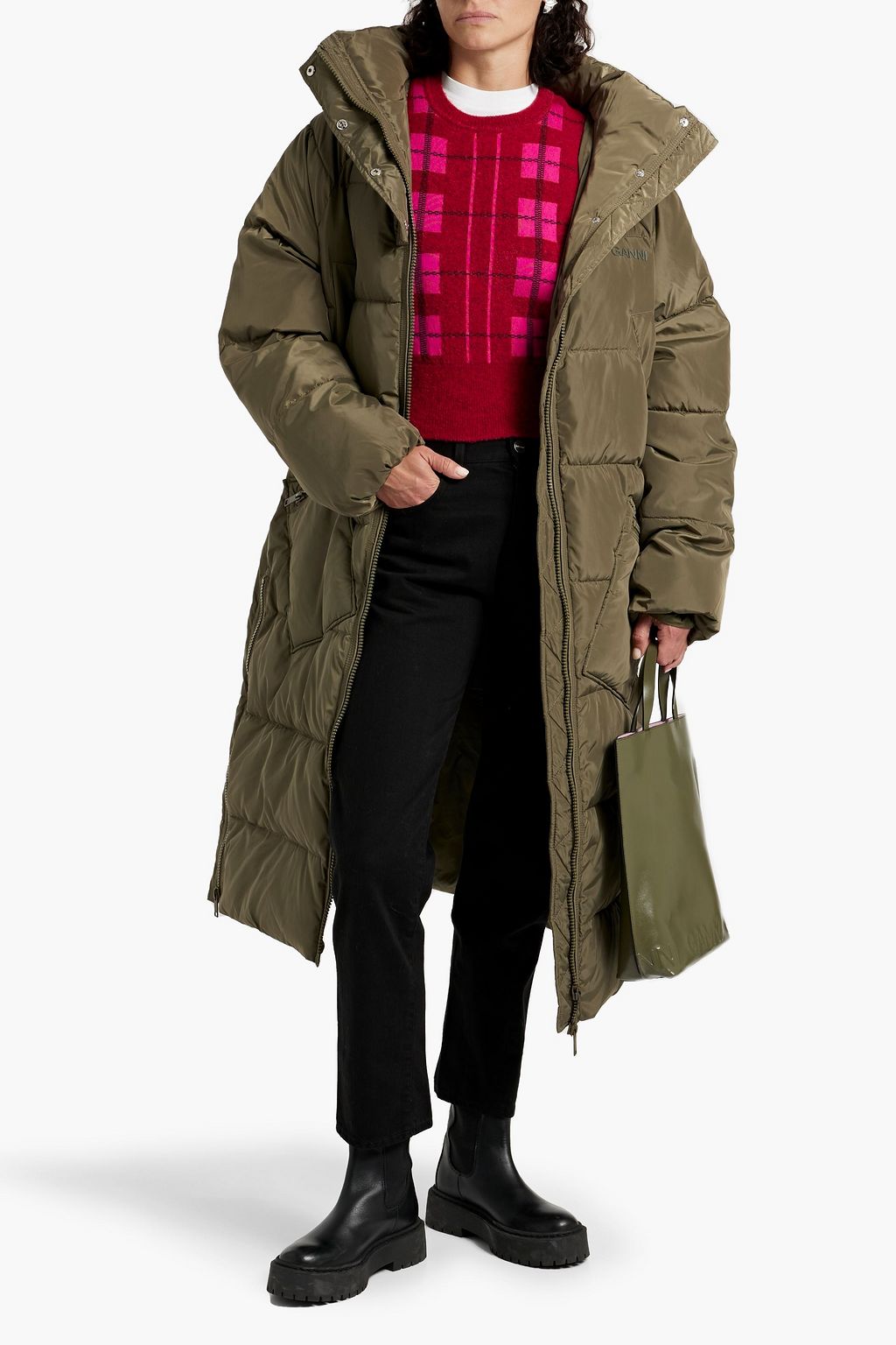 GANNI Quilted shell coat
