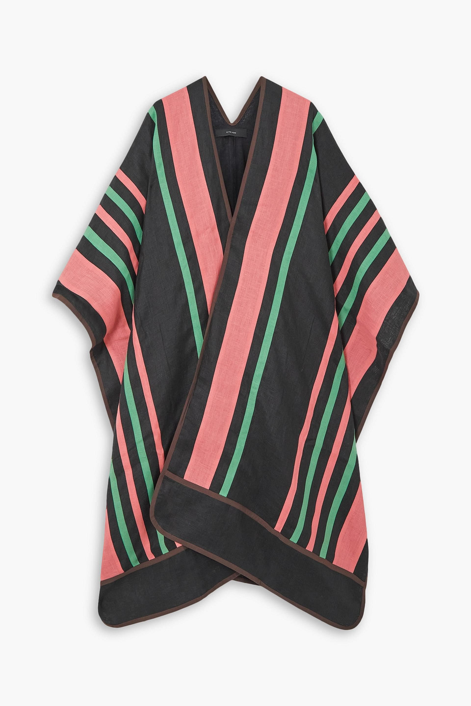 Vita Kin Ola Striped Linen Cape In Black