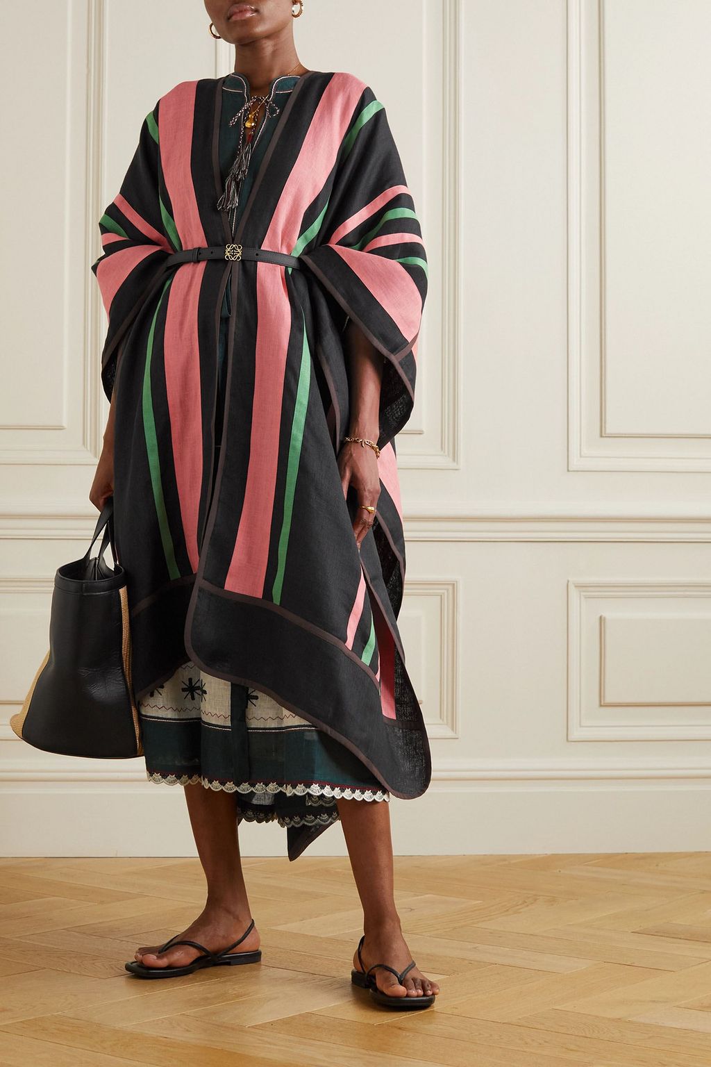 VITA KIN Ola striped linen cape