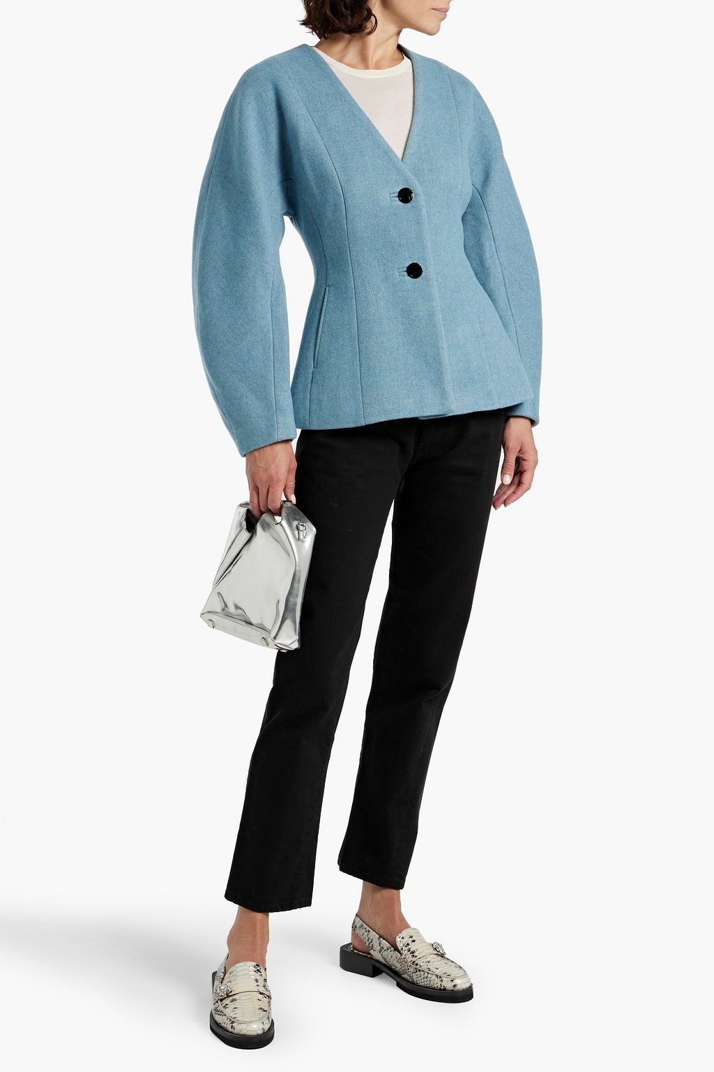 GANNI Wool-blend twill blazer
