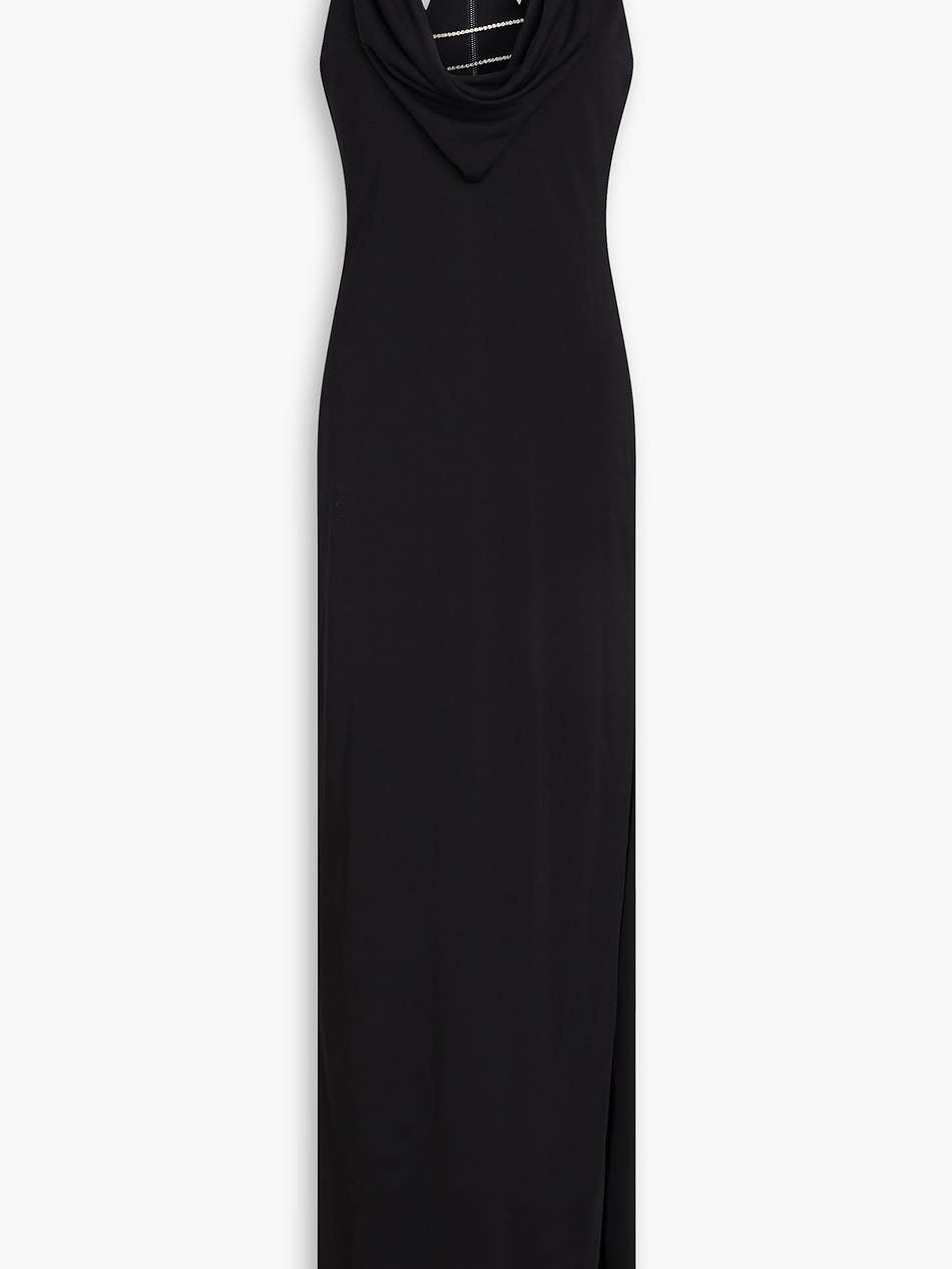 crystal-embellished draped jersey gown