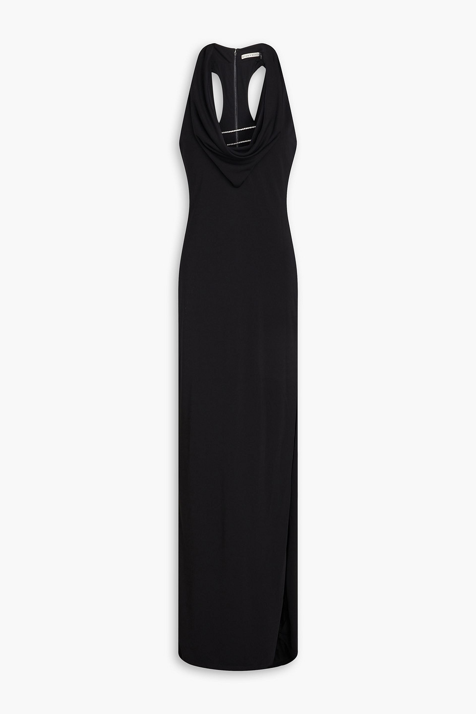 Alice And Olivia Crystal-embellished Draped Jersey Gown In Black