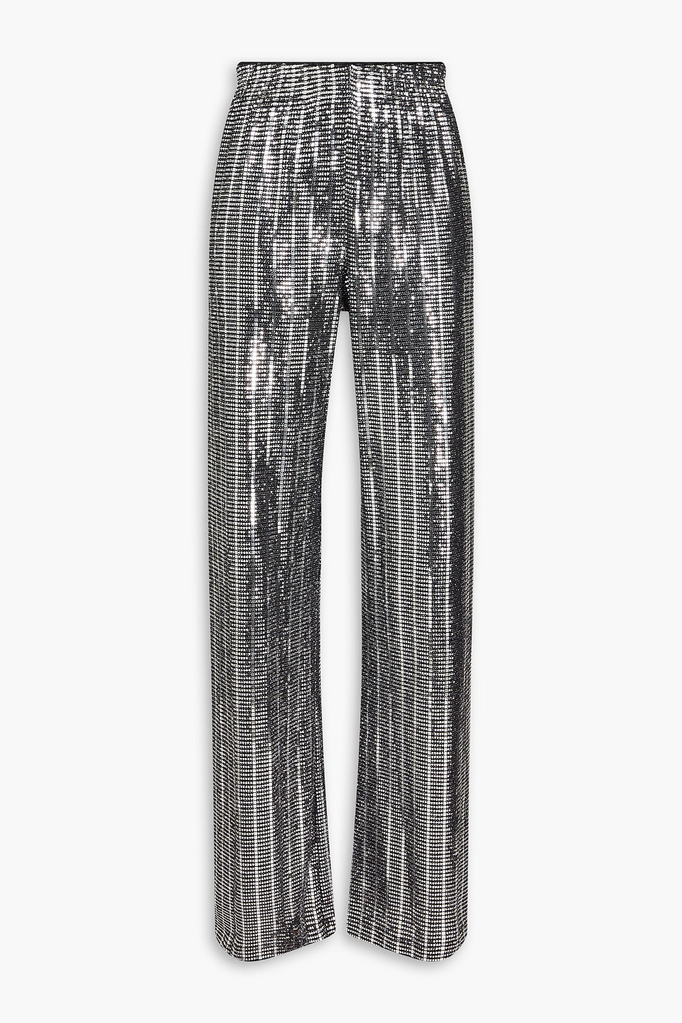 Alice And Olivia Embellished Jersey Wide-leg Pants In Silver