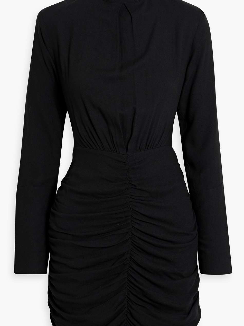 cocktail ruched cutout crepe mini dress
