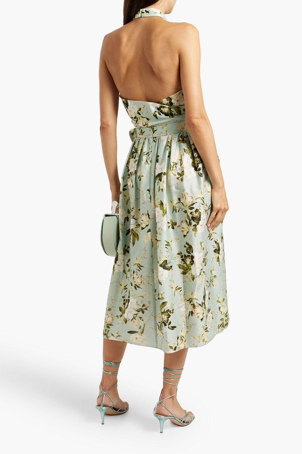 ERDEM Luna cropped floral-print cotton-voile halterneck top