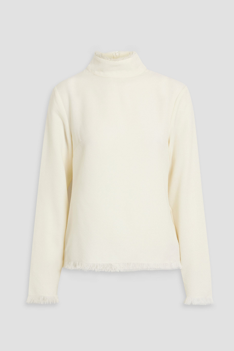 Envelope 1976 Marmo Frayed Wool-crepe Top In Ivory