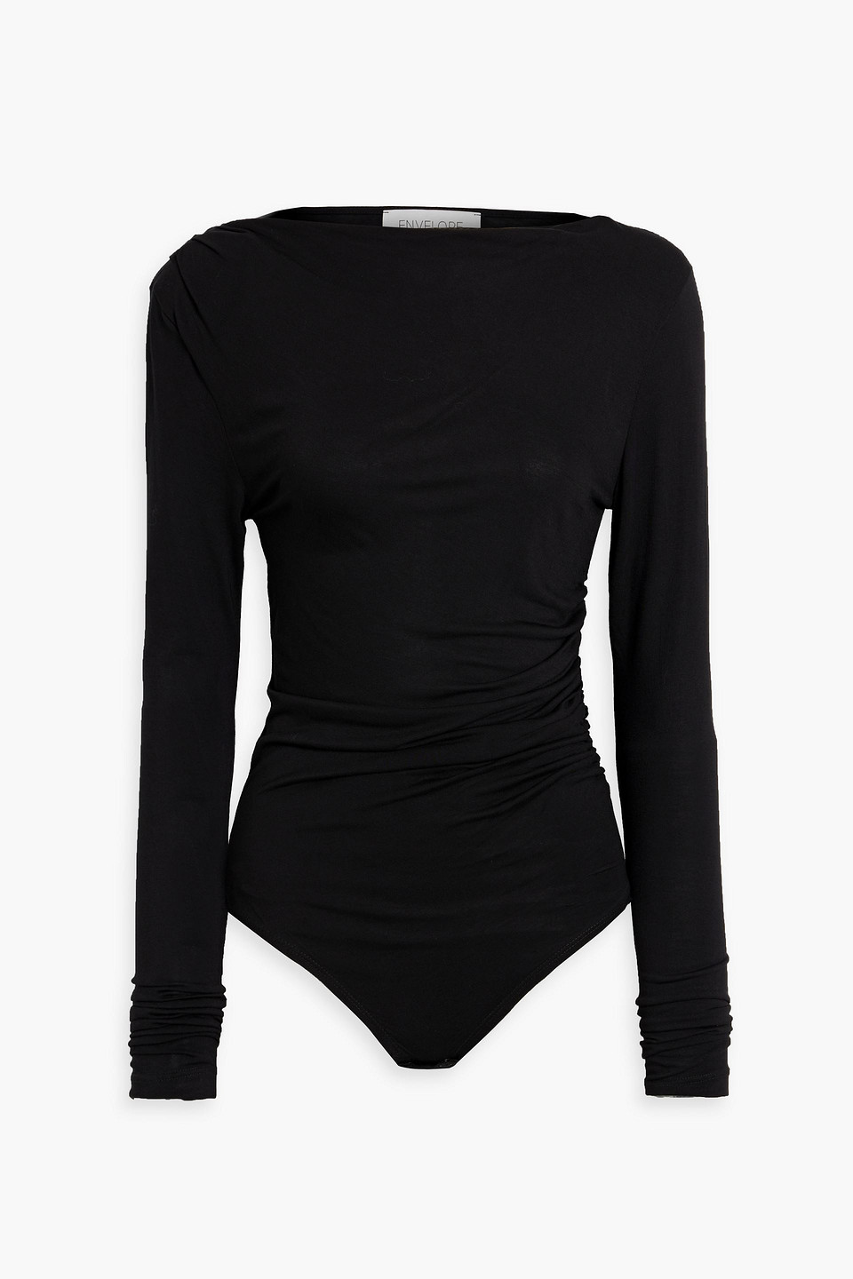 Envelope 1976 Canelli Ruched Jersey Bodysuit In Black