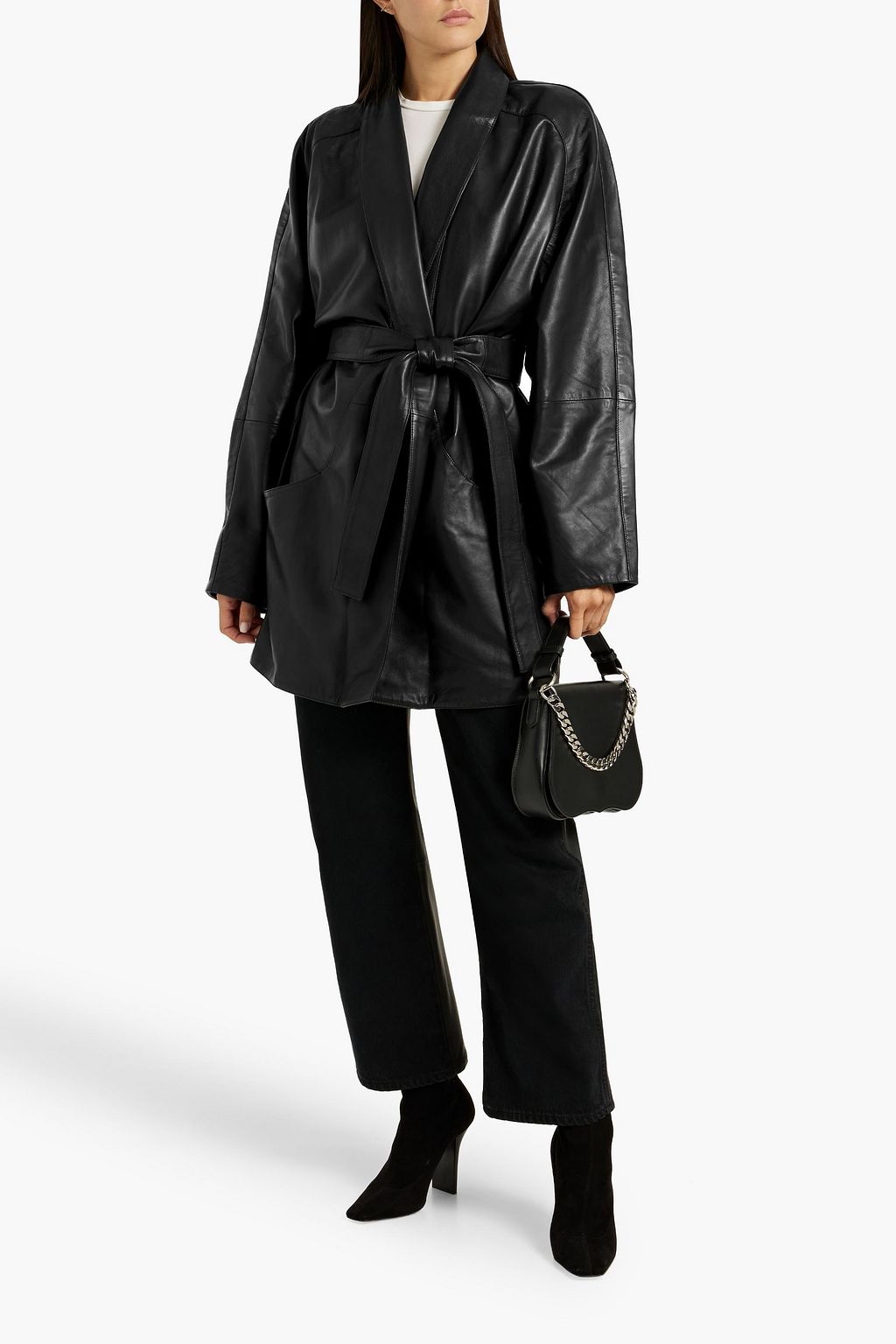 ENVELOPE1976 Kelly belted leather coat