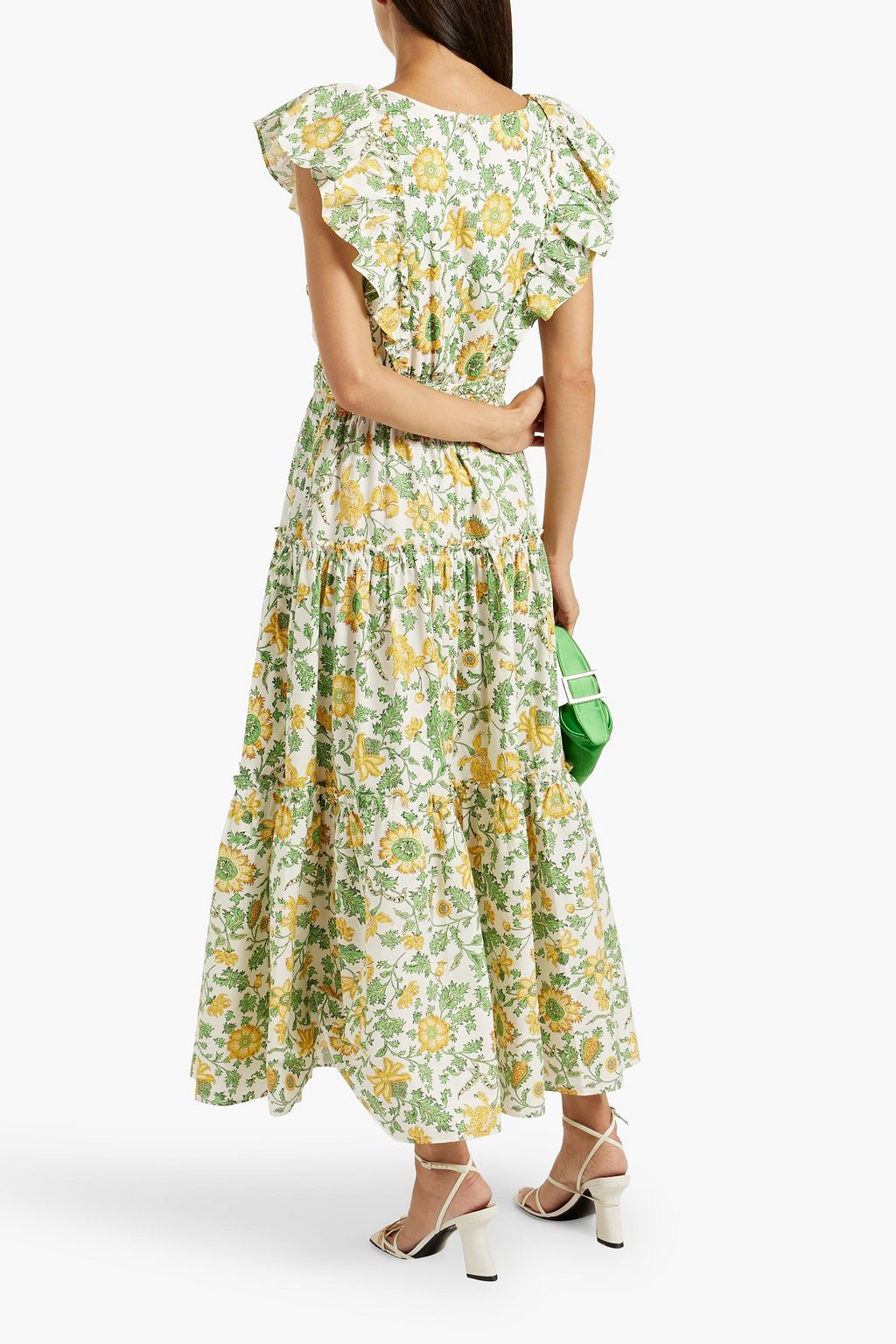 DEREK LAM 10 CROSBY Belted floral-print stretch-cotton poplin maxi dress