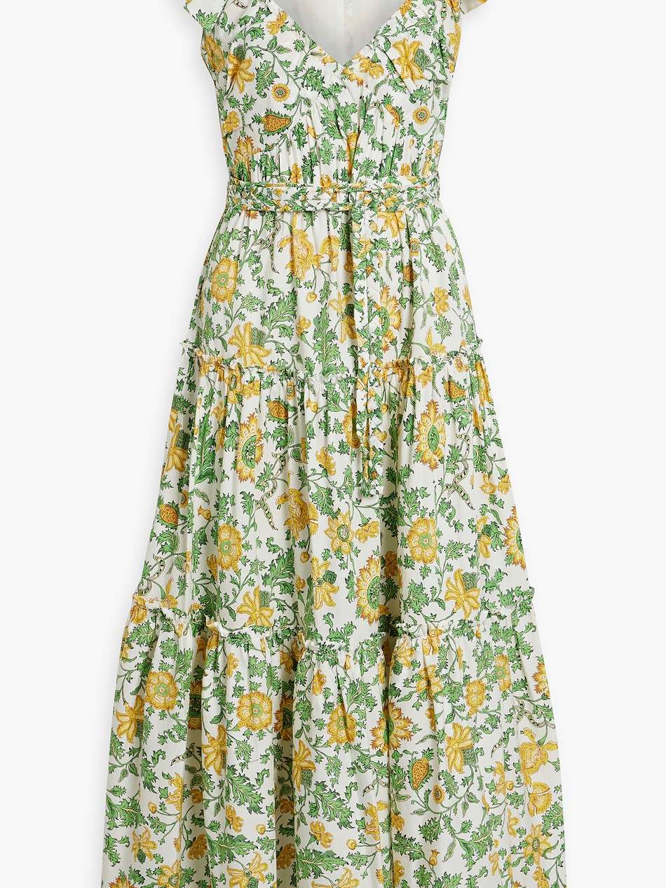 belted floral-print stretch-cotton poplin maxi dress