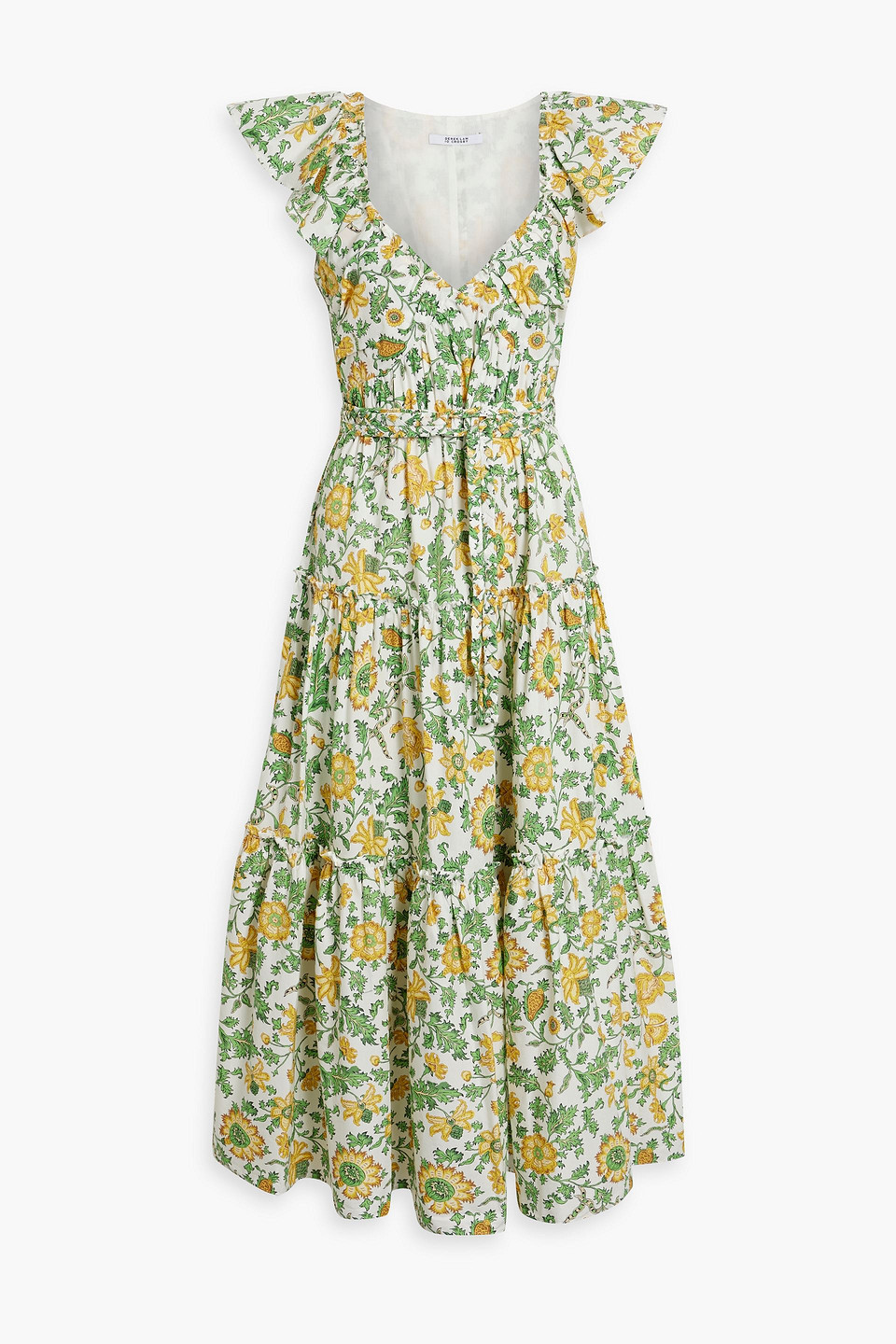Derek Lam 10 Crosby Anastasia Ruffle Maxi Dress In Yellow Multi In Yellow
