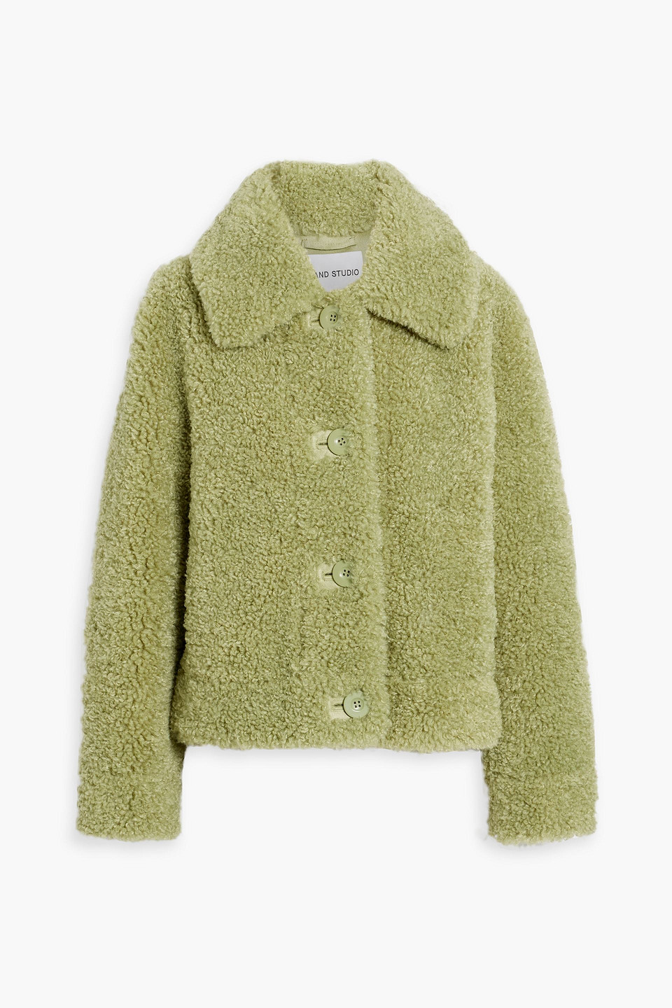 Stand Studio Melina Faux Shearling Jacket In Light Green