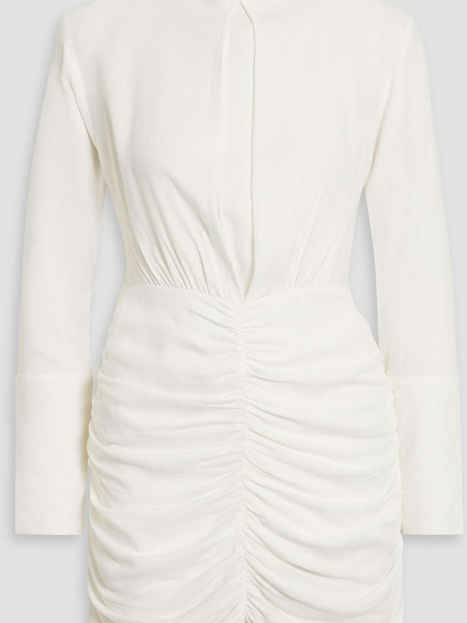 ruched crepe mini dress