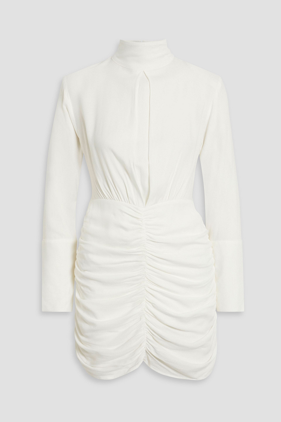 Envelope 1976 Ruched Crepe Mini Dress In Ivory