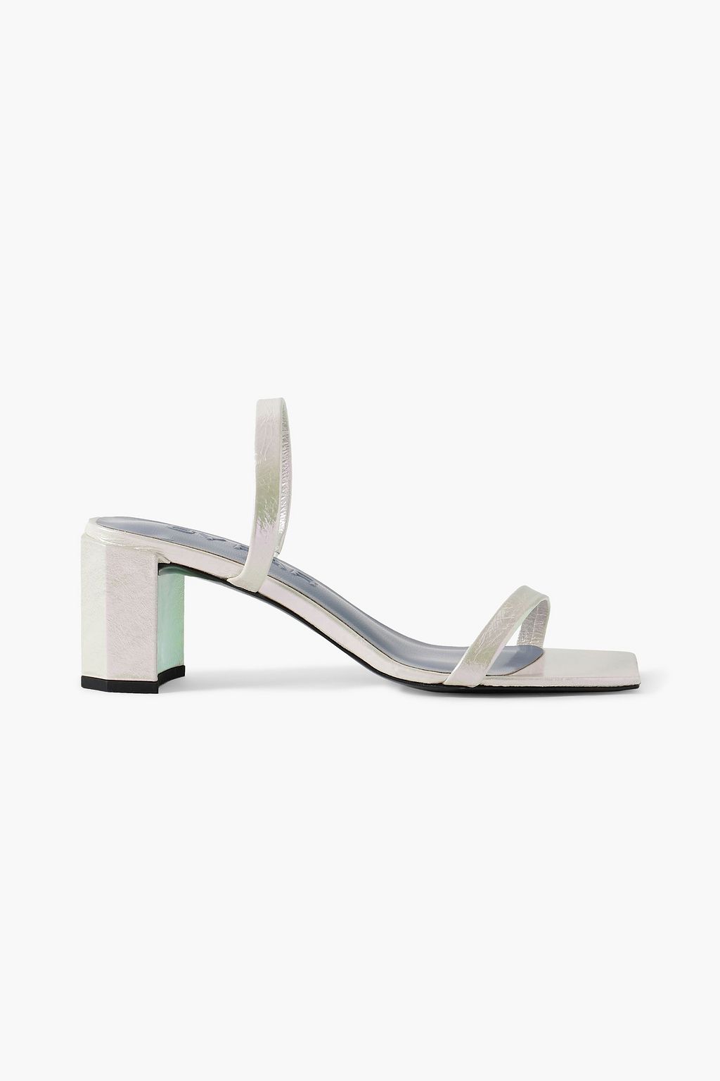 BY FAR Tanya metallic crinkled leather sandals THE OUTNET
