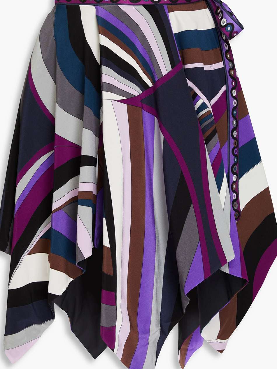 printed silk crepe de chine mini skirt