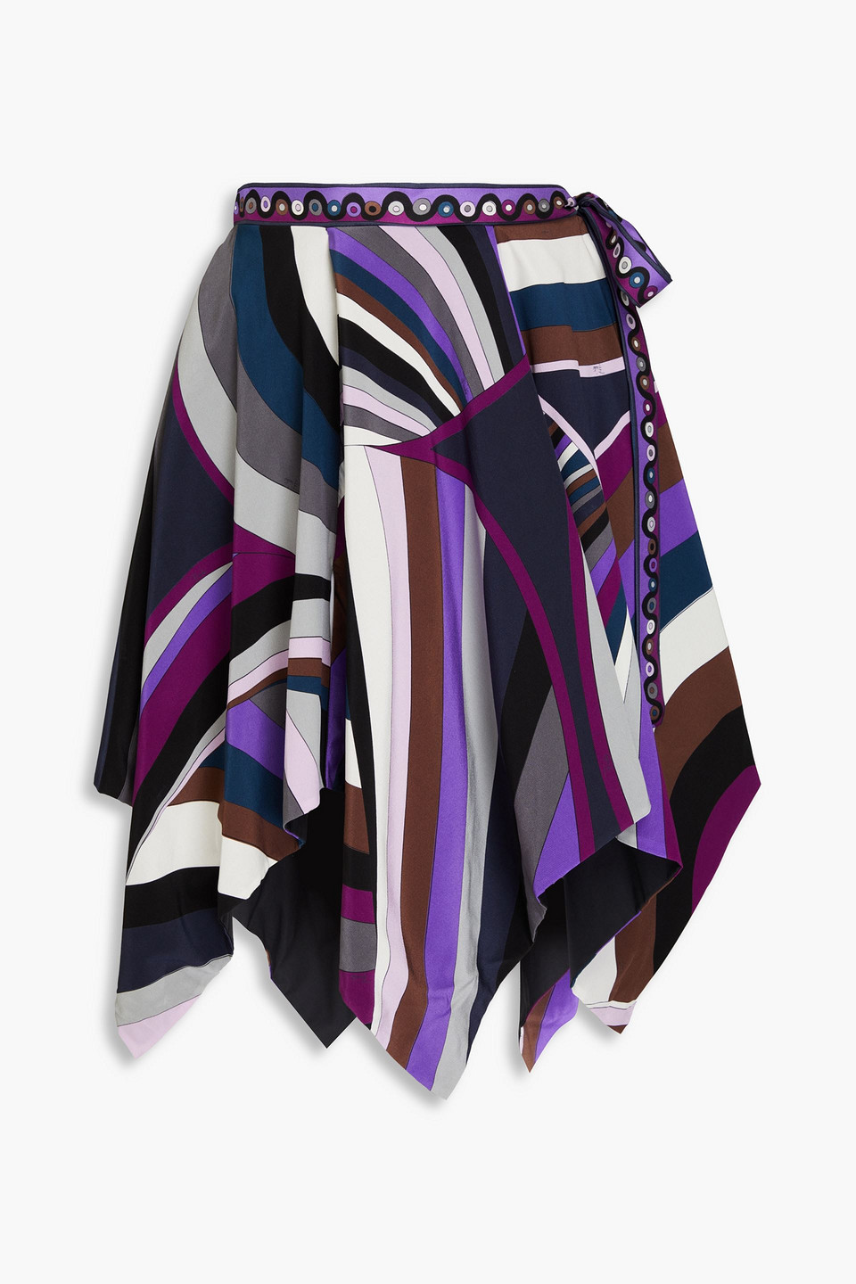 Pucci Printed Silk Crepe De Chine Mini Skirt In Violet