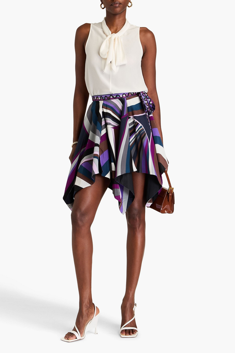 Pucci Printed Silk Crepe De Chine Mini Skirt In Violet