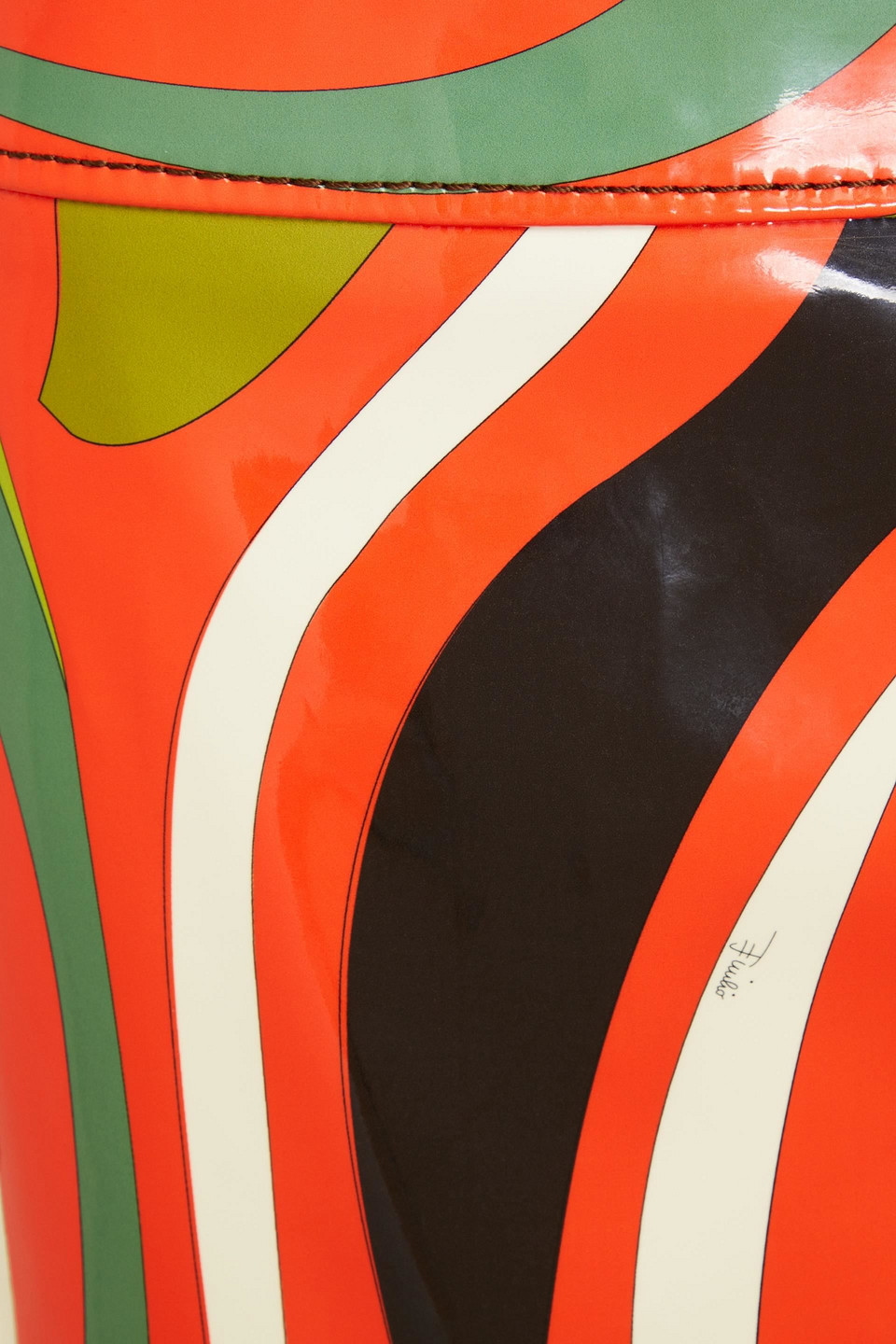 Pucci Printed Faux Leather Mini Skirt In Orange