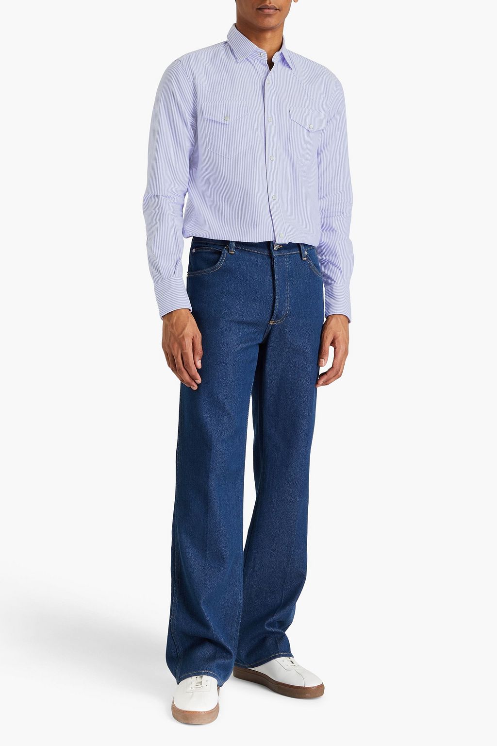 SLOWEAR قميص Glanshirt من قطن بوبلين بتصميم مخطط