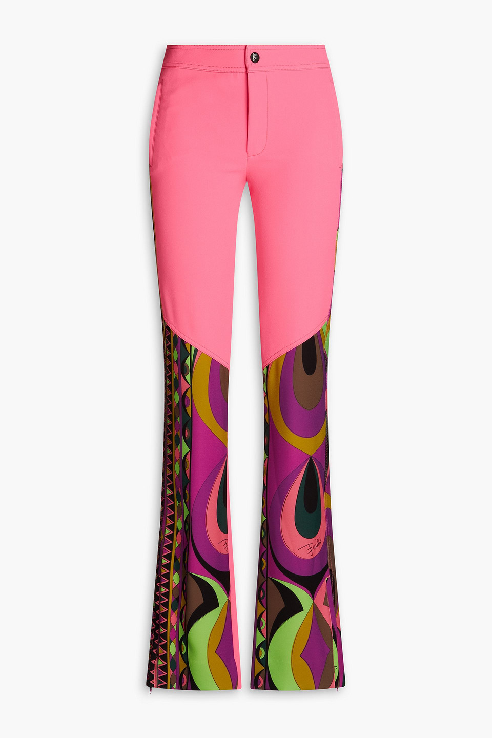Pucci Printed Crepe Bootcut Trousers In Bright Pink