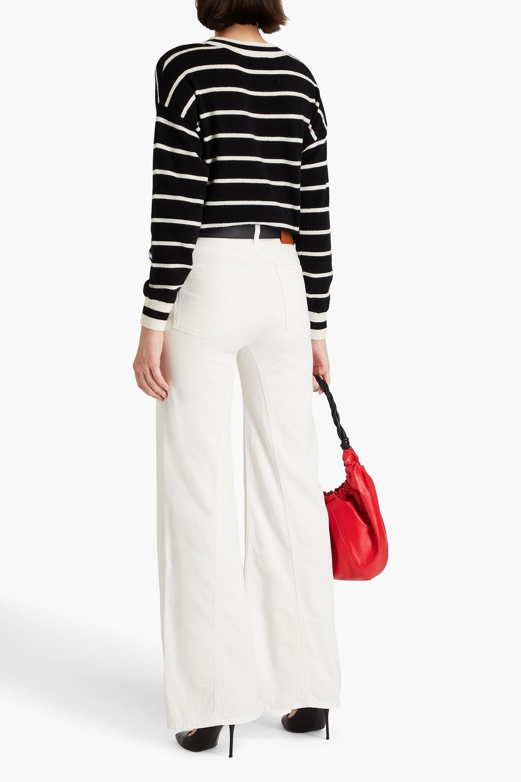 ALICE + OLIVIA كنزة رياضية Fila من مزيج الصوف وبتصميم مخطط