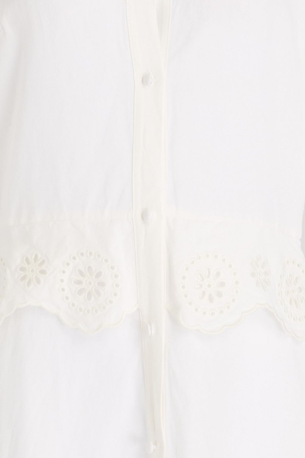 CLAUDIE PIERLOT فستان مكشكش ومتوسط الطول من نسيج محبوك بتطريز إنجليزي