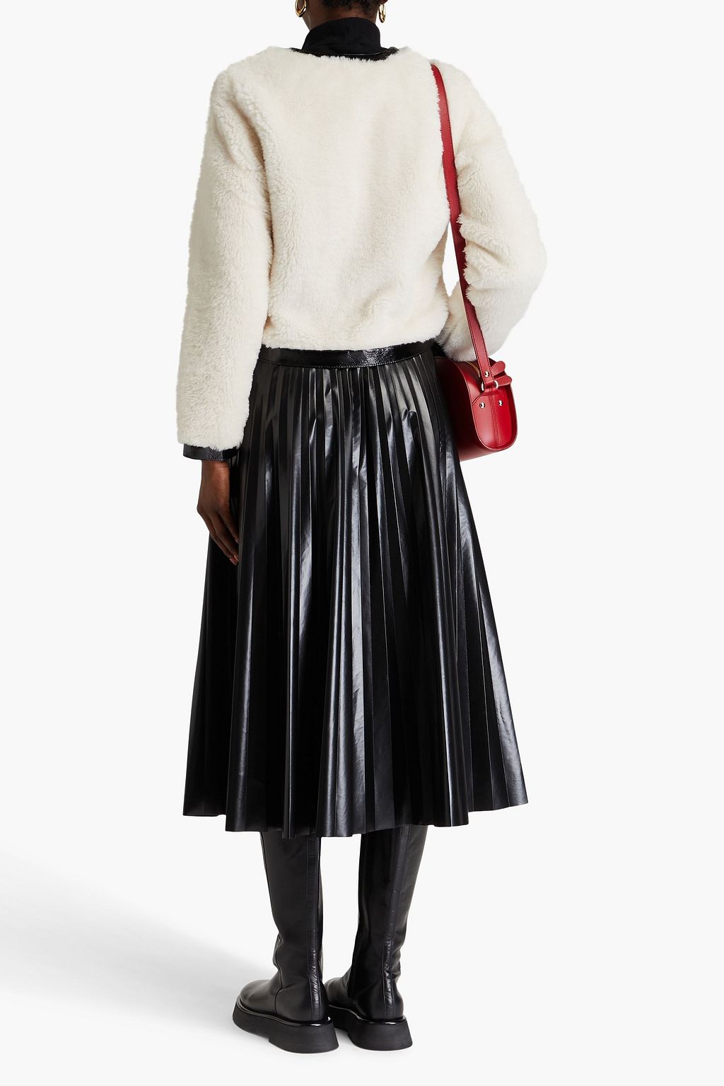 CLAUDIE PIERLOT 더블 브레스티드 인조 퍼 재킷