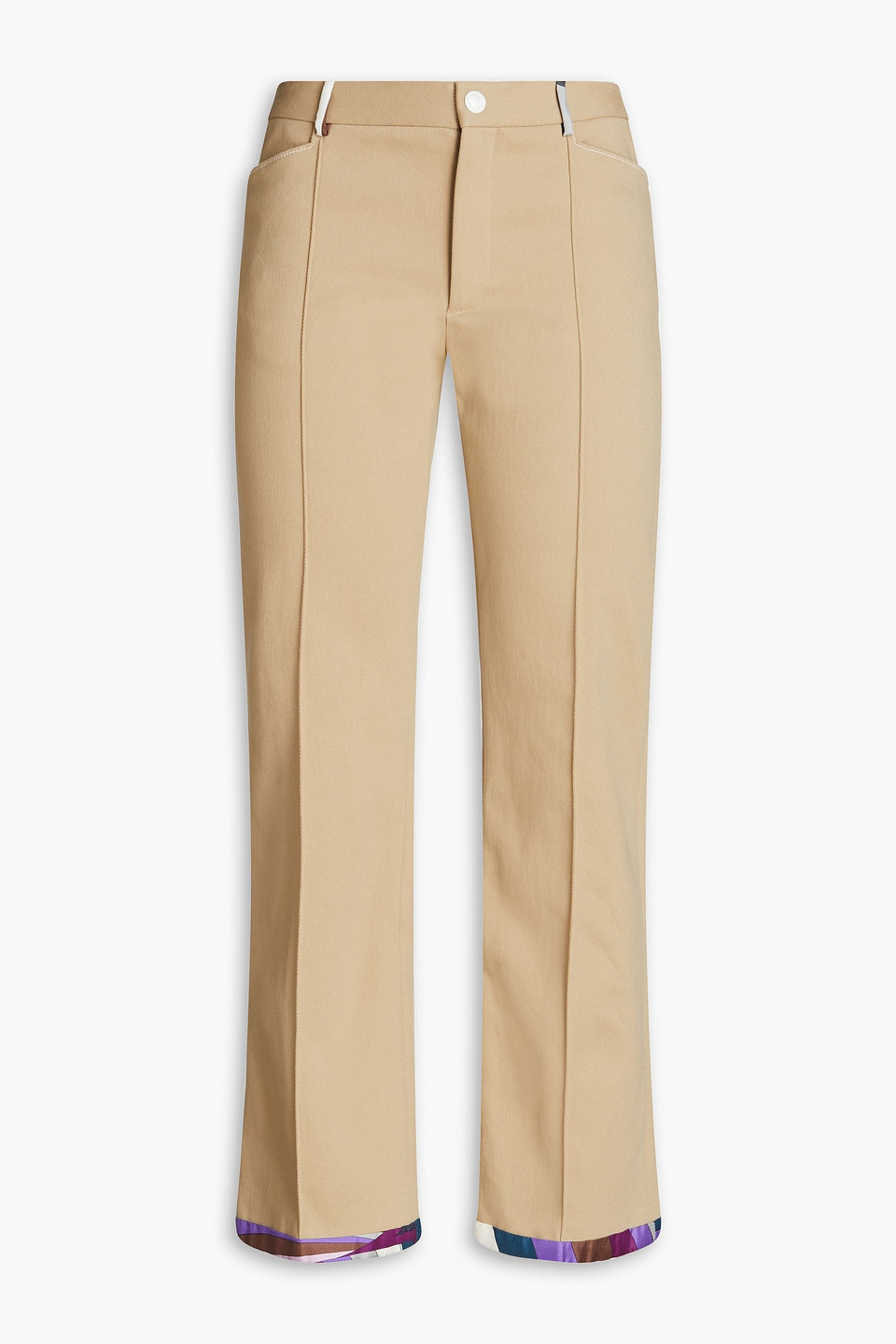 Pucci Cropped Cotton-blend Twill Flared Pants In Mushroom