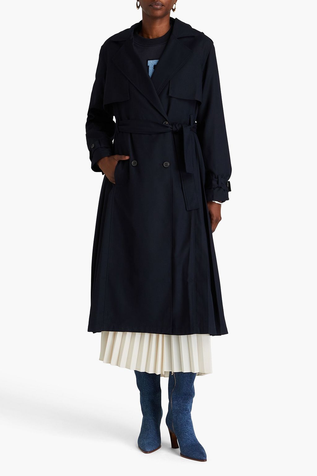 CLAUDIE PIERLOT معطف ترنش مصنوع من التويل