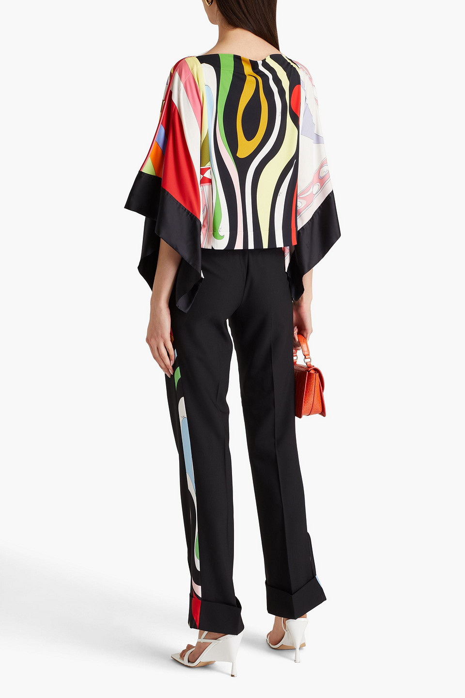 PUCCI TWILL-TRIMMED WOOL-BLEND CREPE STRAIGHT-LEG PANTS