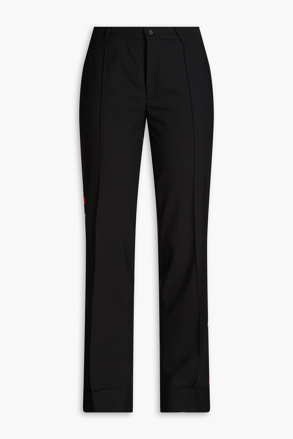 Pucci Twill-trimmed Wool-blend Crepe Straight-leg Pants In Black