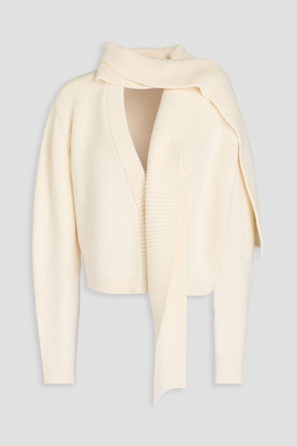 Alice And Olivia Cropped Knitted Cardigan In Ivory