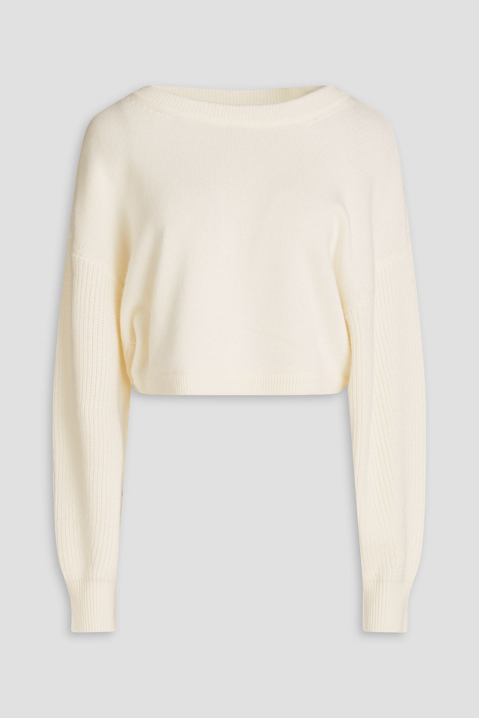 Alice And Olivia Cropped Wool-blend Jumper In Ecru