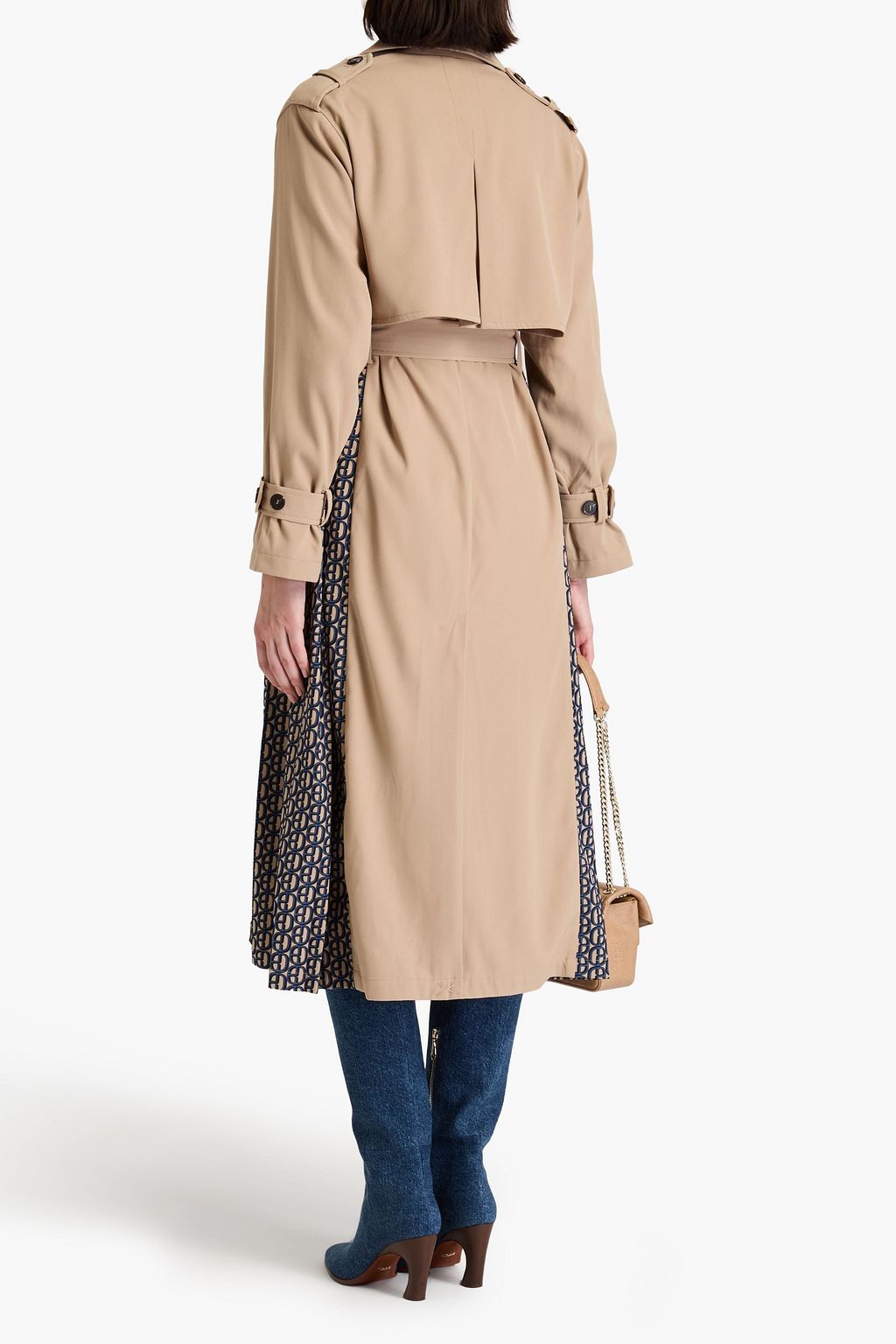 CLAUDIE PIERLOT معطف ترنش من ساتان تويل والغبردين مزين بطبعات