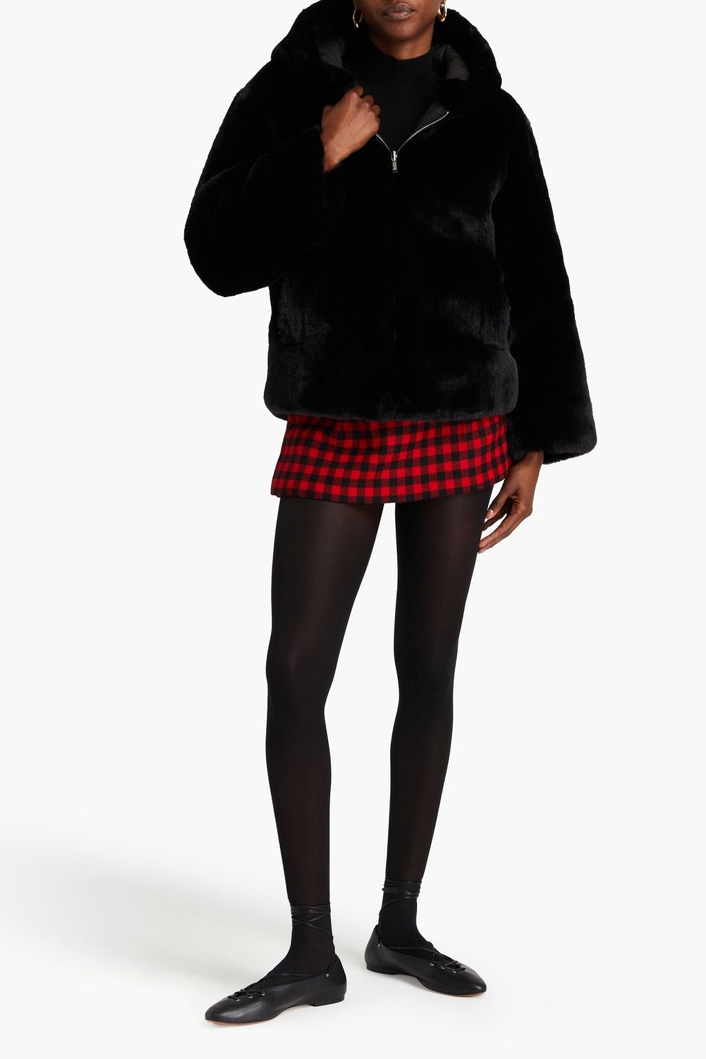 CLAUDIE PIERLOT Faux fur hooded coat