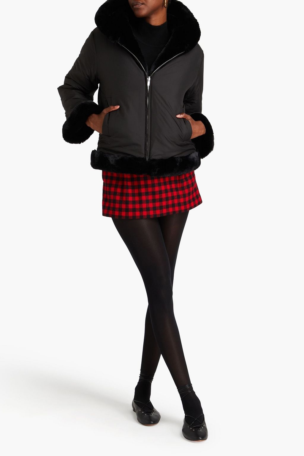 CLAUDIE PIERLOT Faux fur hooded coat